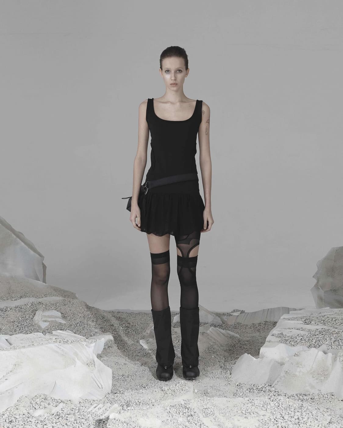 Ojos Double Layered Dress / Black 상품이미지1