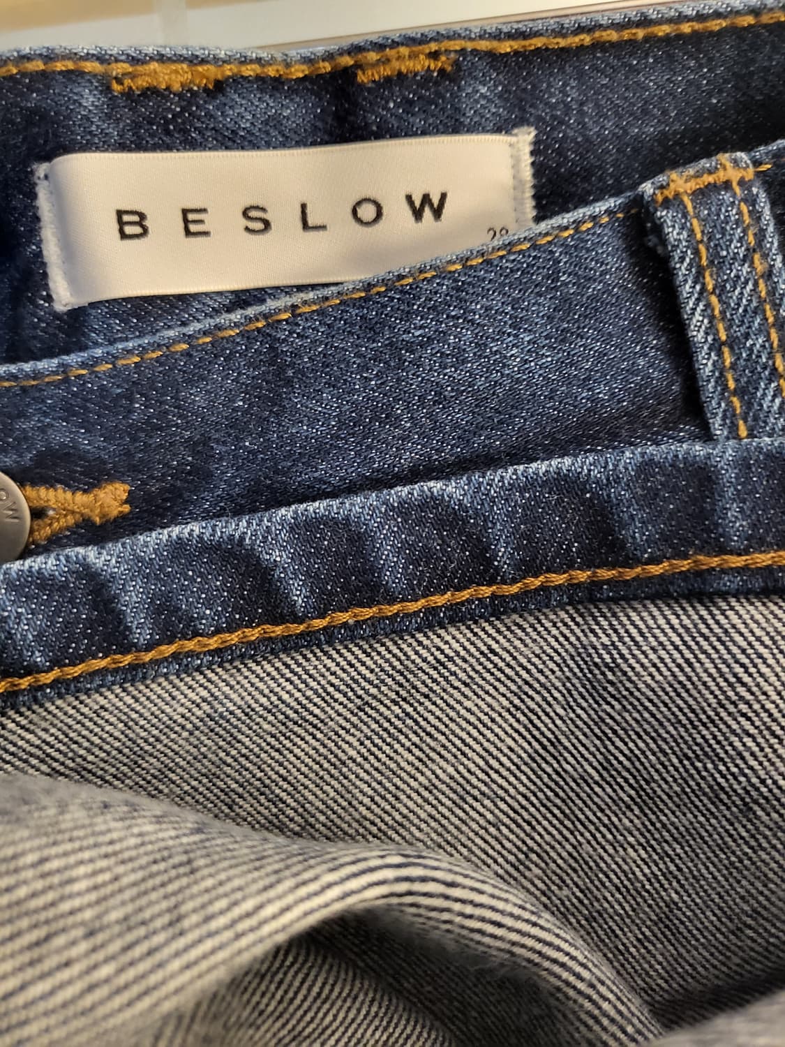 비슬로우 원턱 콘밀 데님 미드블루 상품이미지1