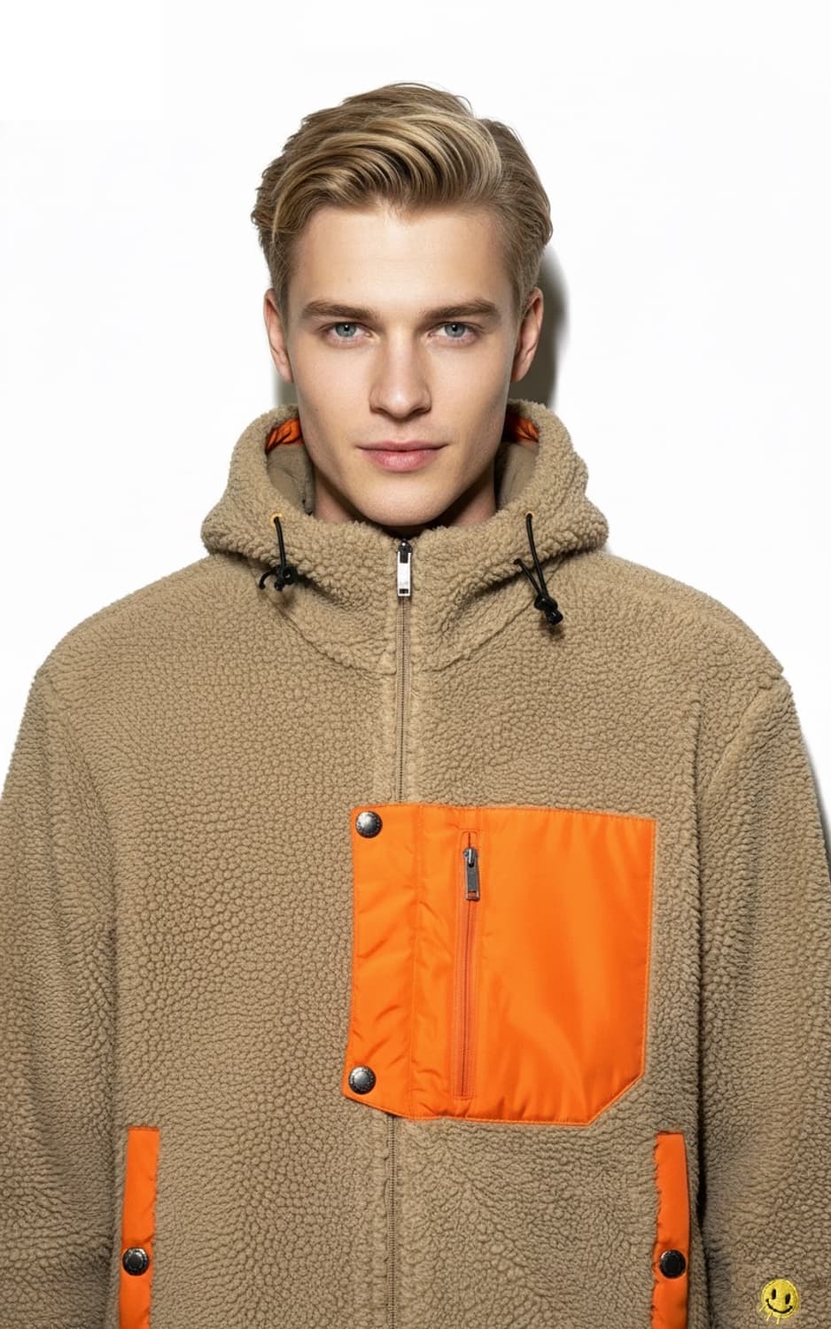 커스텀멜로우 베이지/오렌지 스마일 플리스 후리스 플리스 후드 자켓 95 상품이미지10