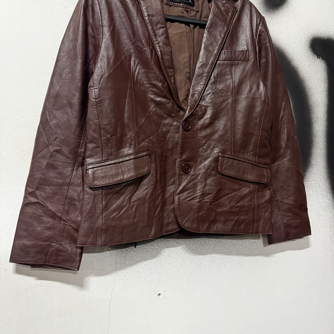 VTG 빈티지 100% 양가죽 쉽스킨 레더 싱글 블레이저 자켓 상품이미지4