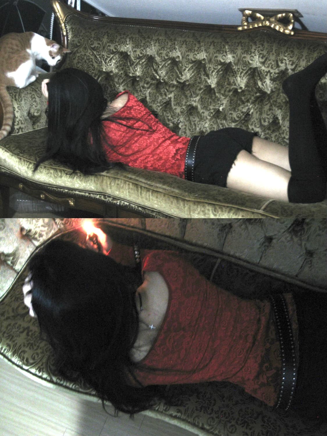 Red Lace Top with Fur Detail 상품이미지2