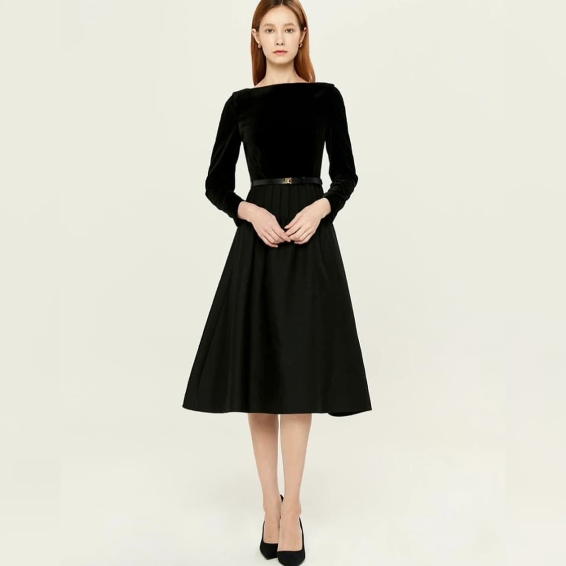 미샤 벨벳 플레어 원피스 상품이미지2