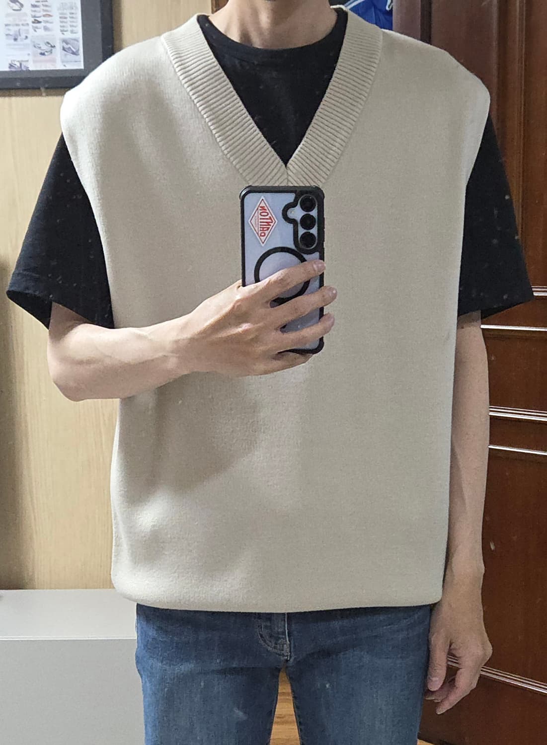 (착샷) 드로우핏 니트 베스트 오버핏 상품이미지8