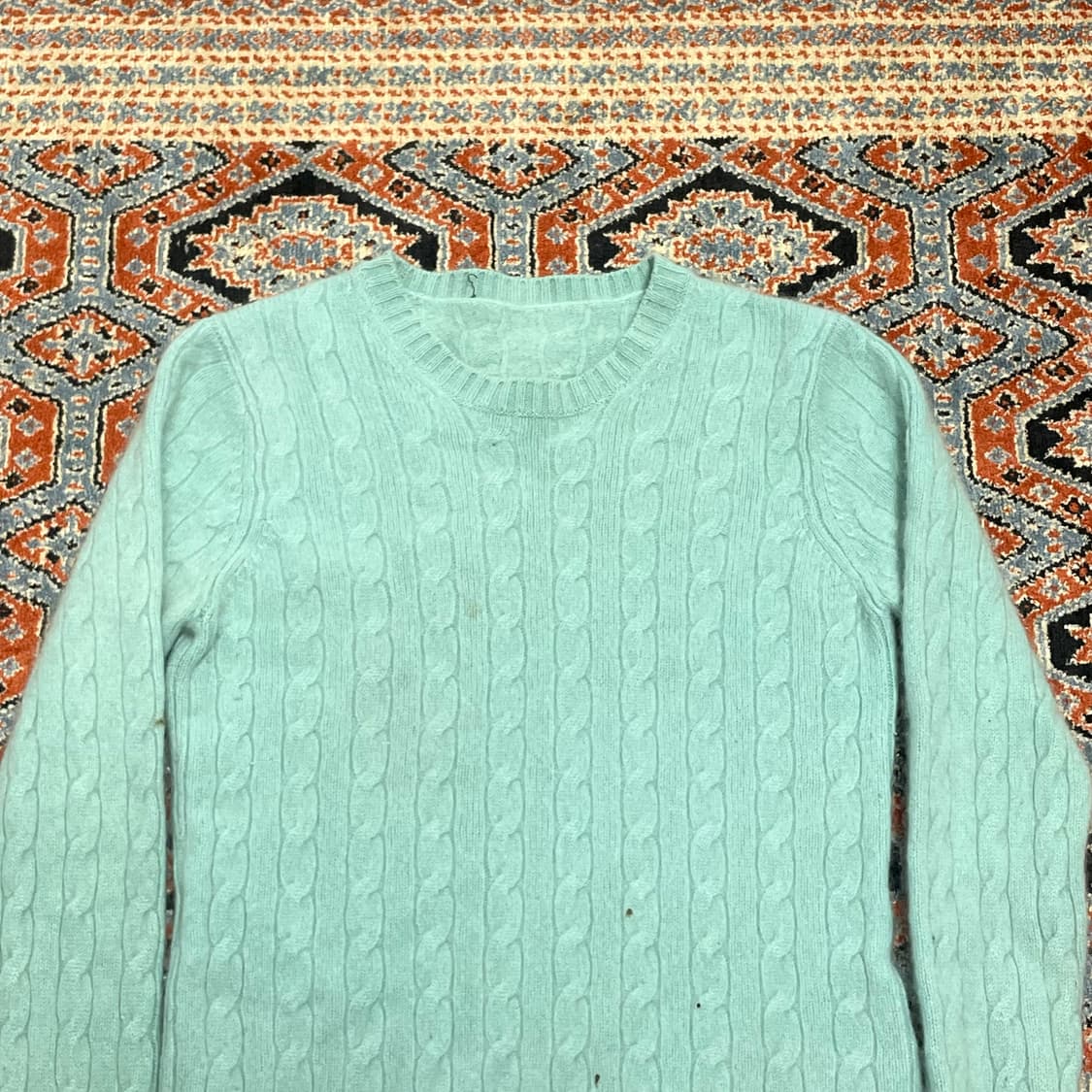 빈티지 민트 꽈배기 니트 여성XS 상품이미지3