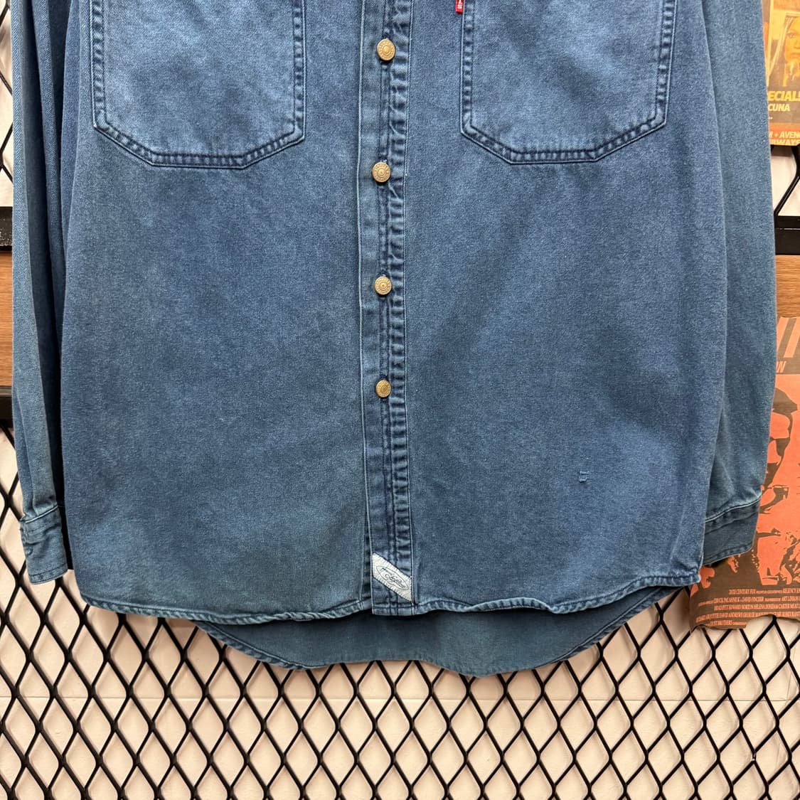 90s 리바이스 데님 셔츠 전면 투포켓 포인트 진청 상품이미지4