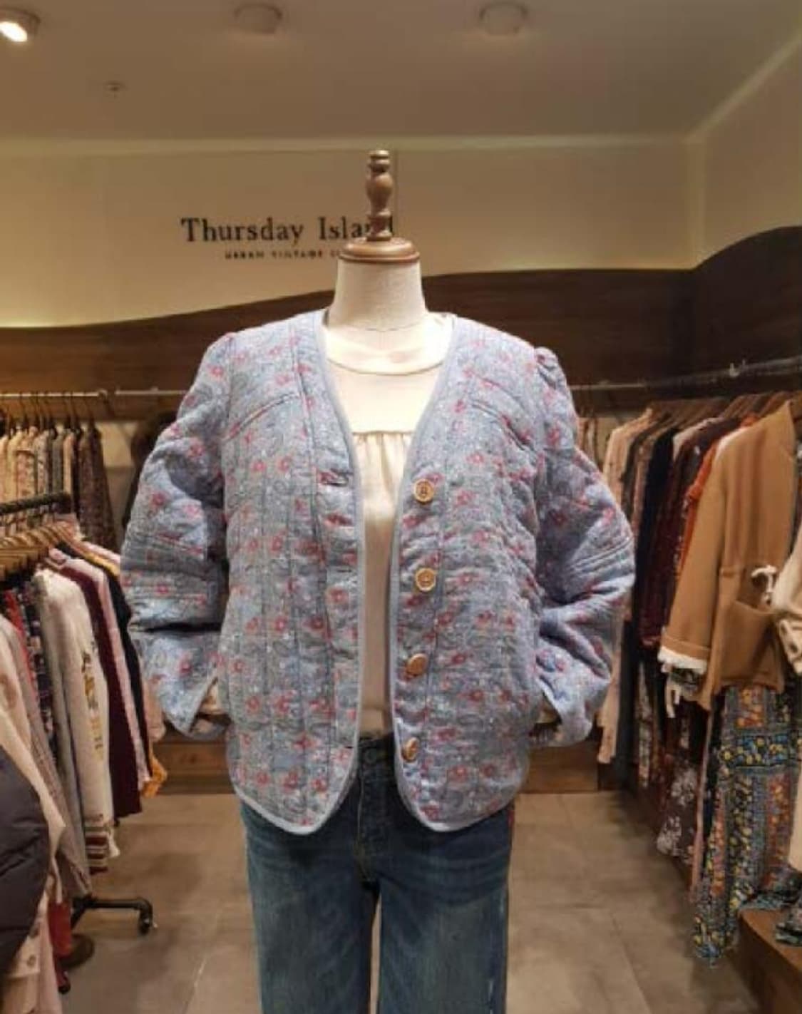 써스데이아일랜드 페이즐리 누빔자켓 55 블루 S 상품이미지1