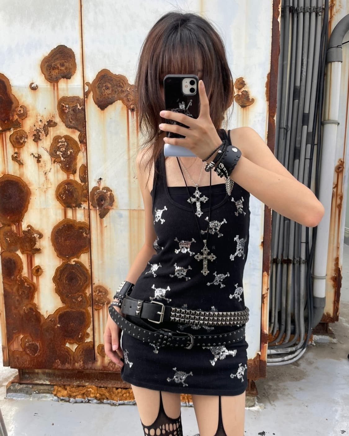 🎸스컬 패치 디테일 슬리브리스🎸 상품이미지4