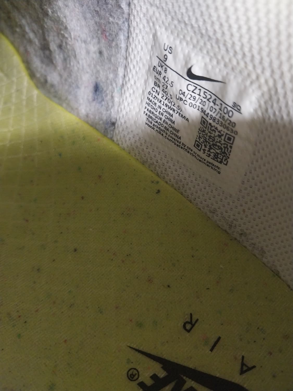 남성 나이키 에어포스1 크래프트 화이트 업 사이클 운동화 (270) 상품이미지9