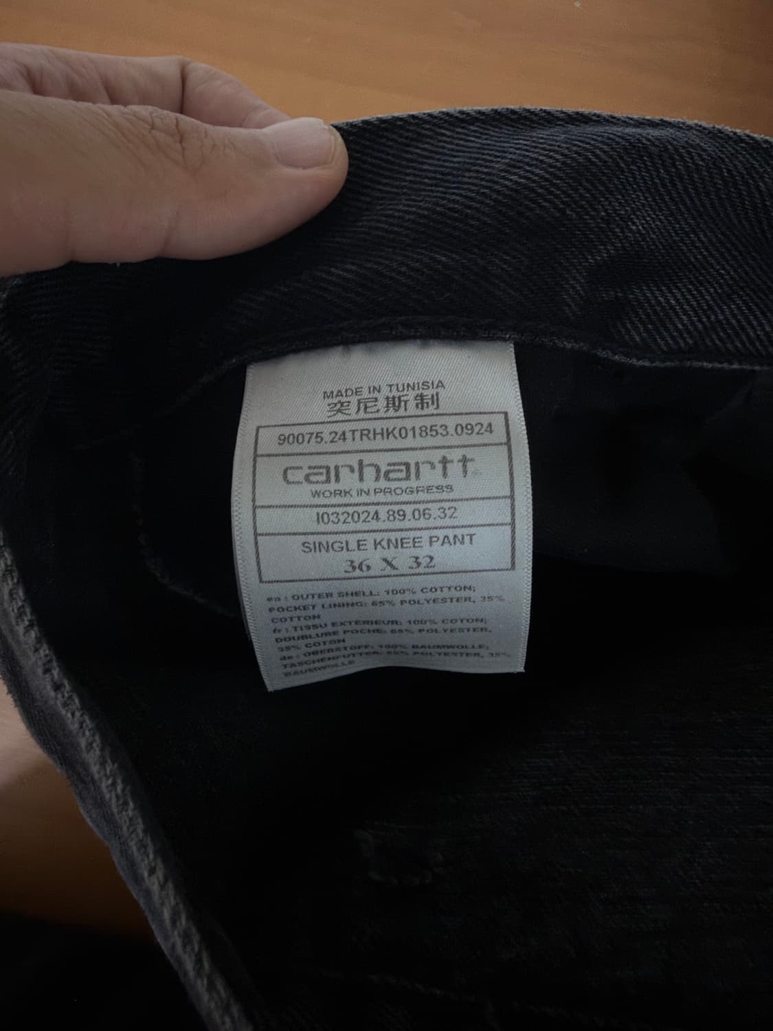 칼하트 WIP 싱글 니 팬츠 스미스 블랙 스톤 워시드 상품이미지3