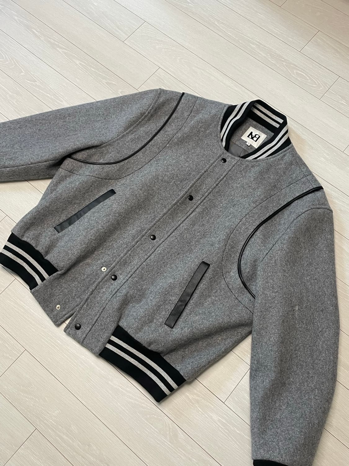 layered baseball jumper grey 스타디움 점퍼 그레이 상품이미지1