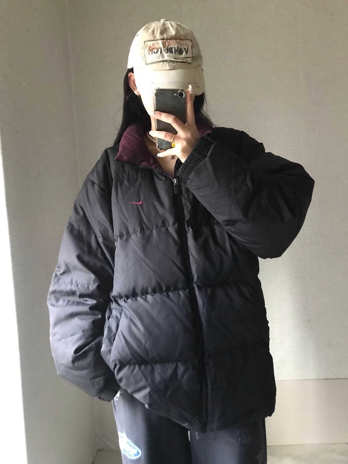 나이키 00s 블랙 버건디 패딩 상품이미지4