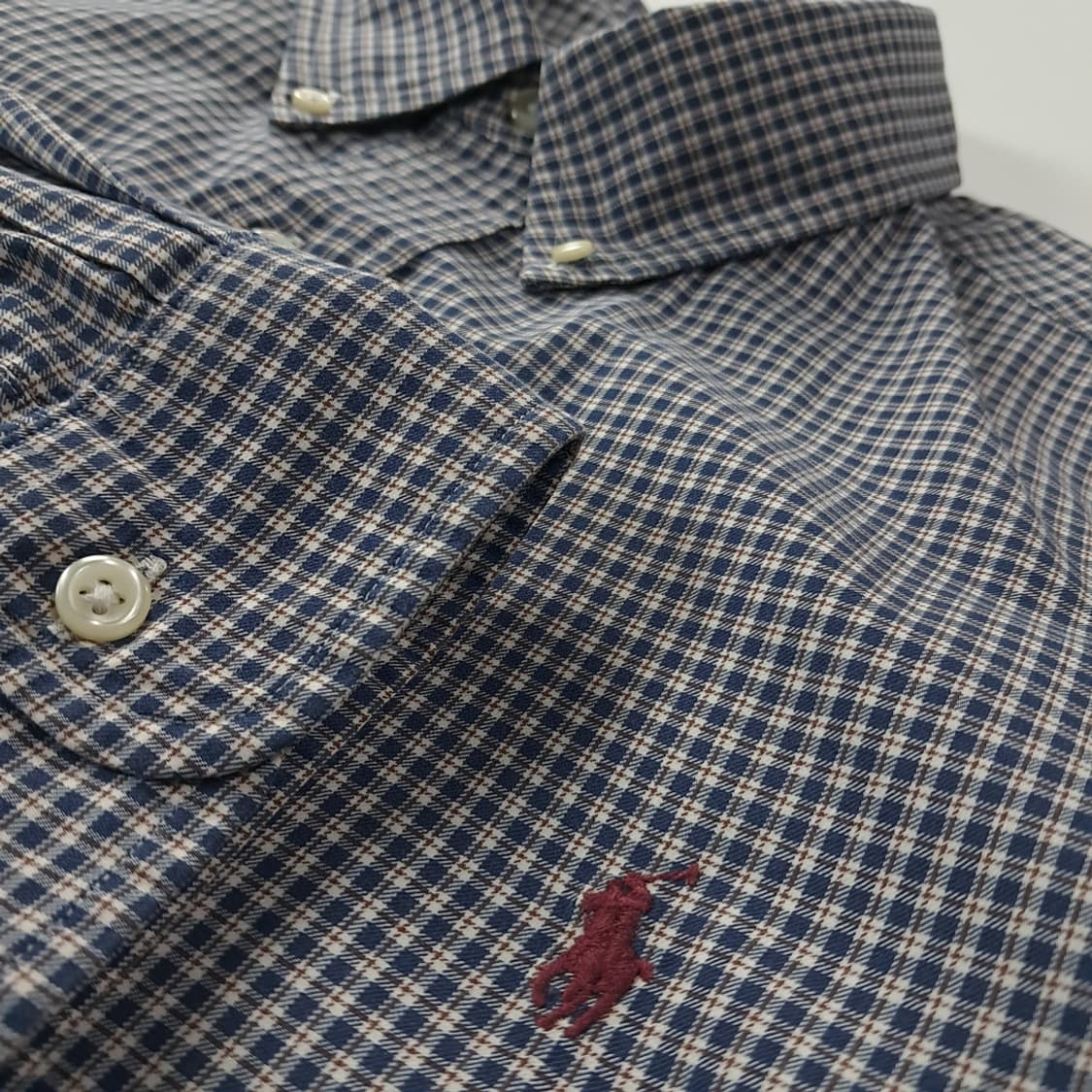 CK305 XL 폴로 00s 네이비 마이크로 타탄체크 셔츠 남방 상품이미지4