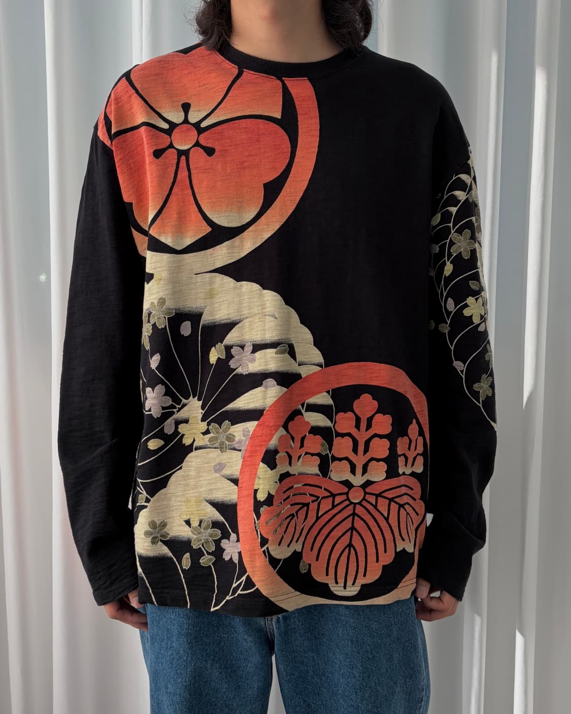 [2XL]재패니즈 오리엔탈 용호상박 호랑이 자수 롱슬리브 상품이미지5
