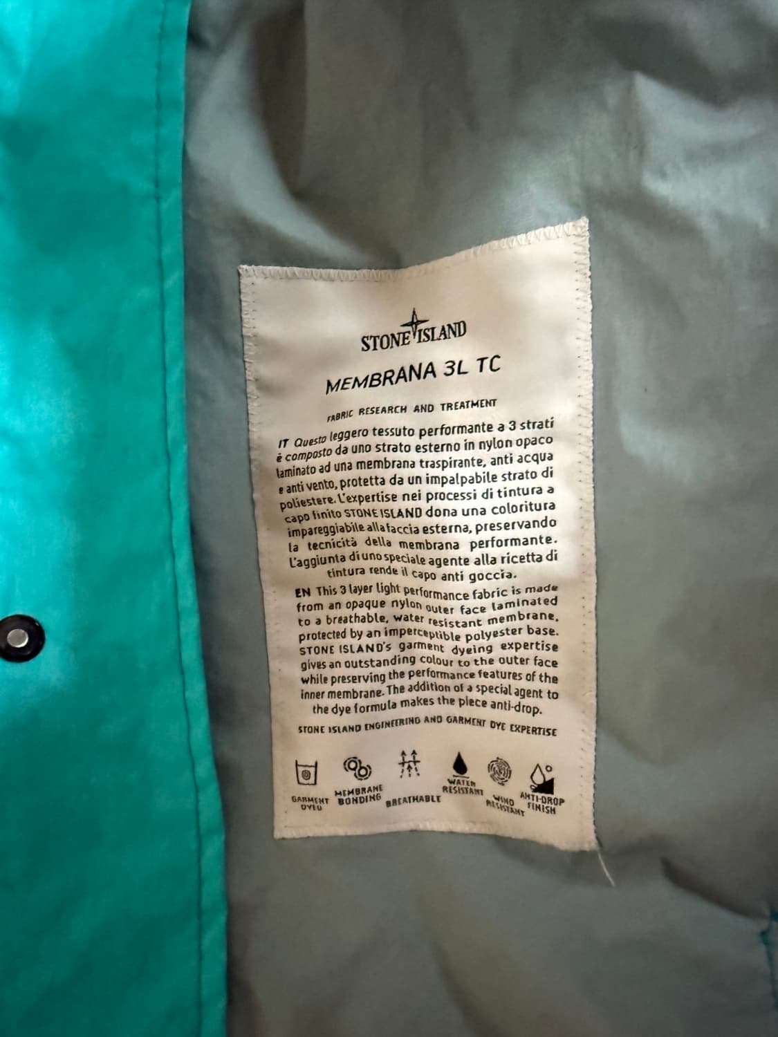 스톤아일랜드 멤브라나 3L TC 탈부착 후드 블루종 상품이미지6