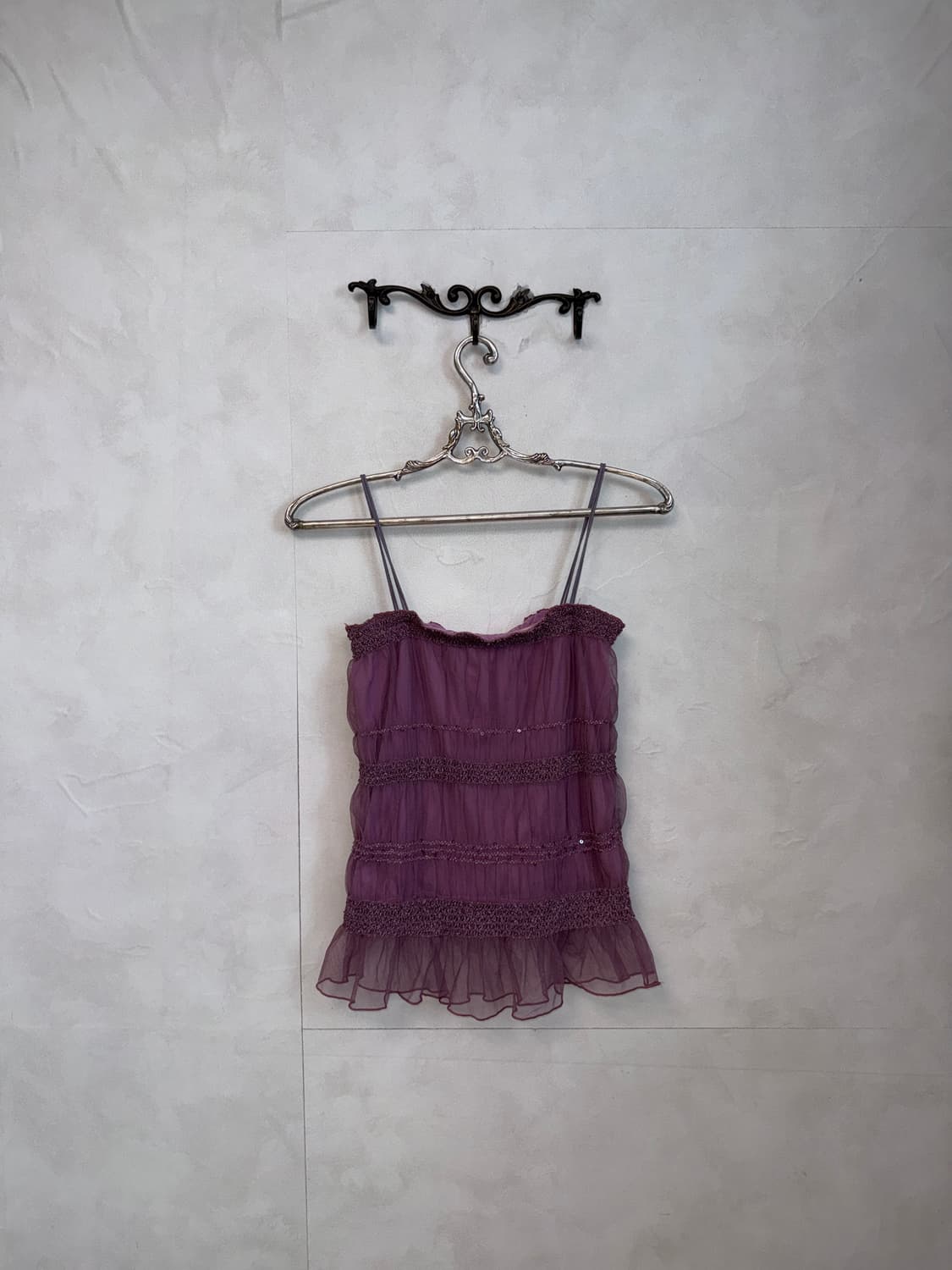 Violet chiffon ruffle lace sleevless 상품이미지4