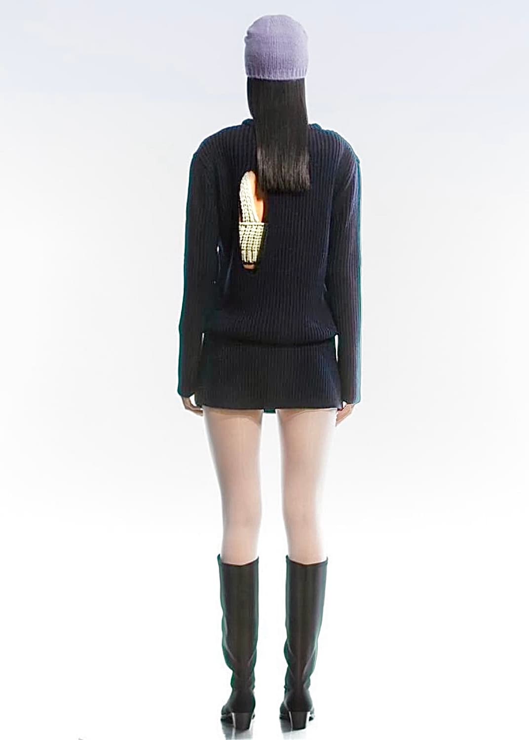 더오픈 프로덕트 YY 컷아웃 니트 스웨터 구멍 홀 디테일 네이비 남색 상품이미지4