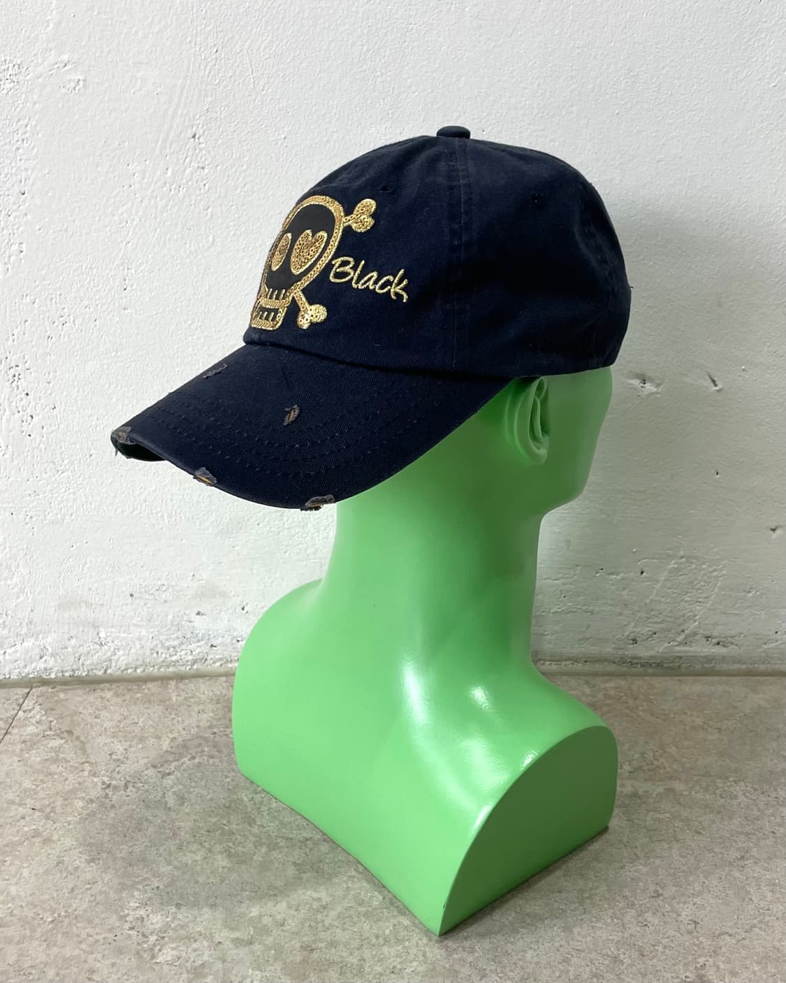 Gold Spangle Skull Navy Cap 상품이미지5