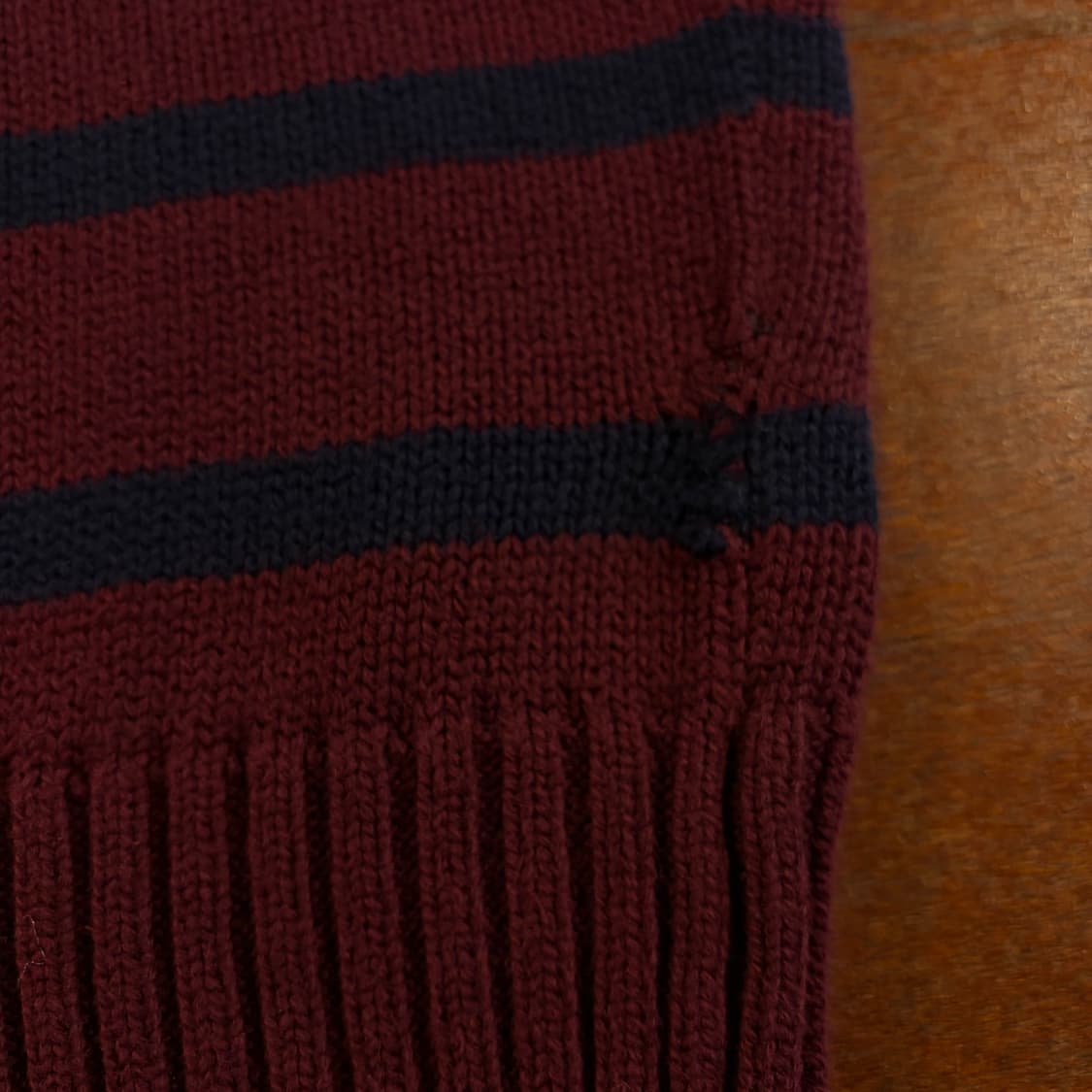 90s USA 빈티지 폴로랄프로렌 스트라이프 단가라 헤비코튼 니트 상품이미지8