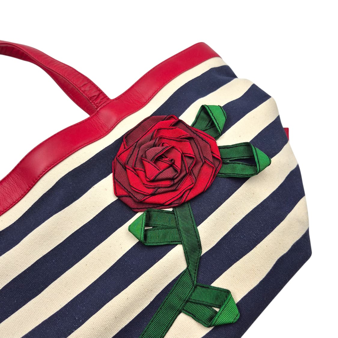 90s 모스키노 스프라이프 장미 레더 토트백 상품이미지3