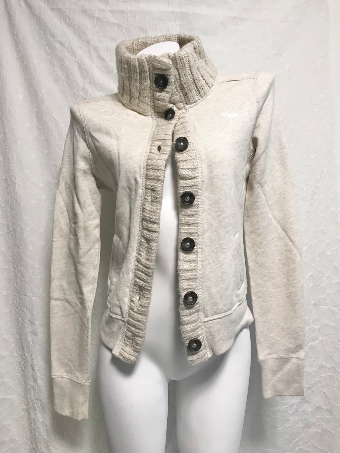 빈티지 아베크롬비 오트밀 니트 버튼 가디건 탑 상품이미지3