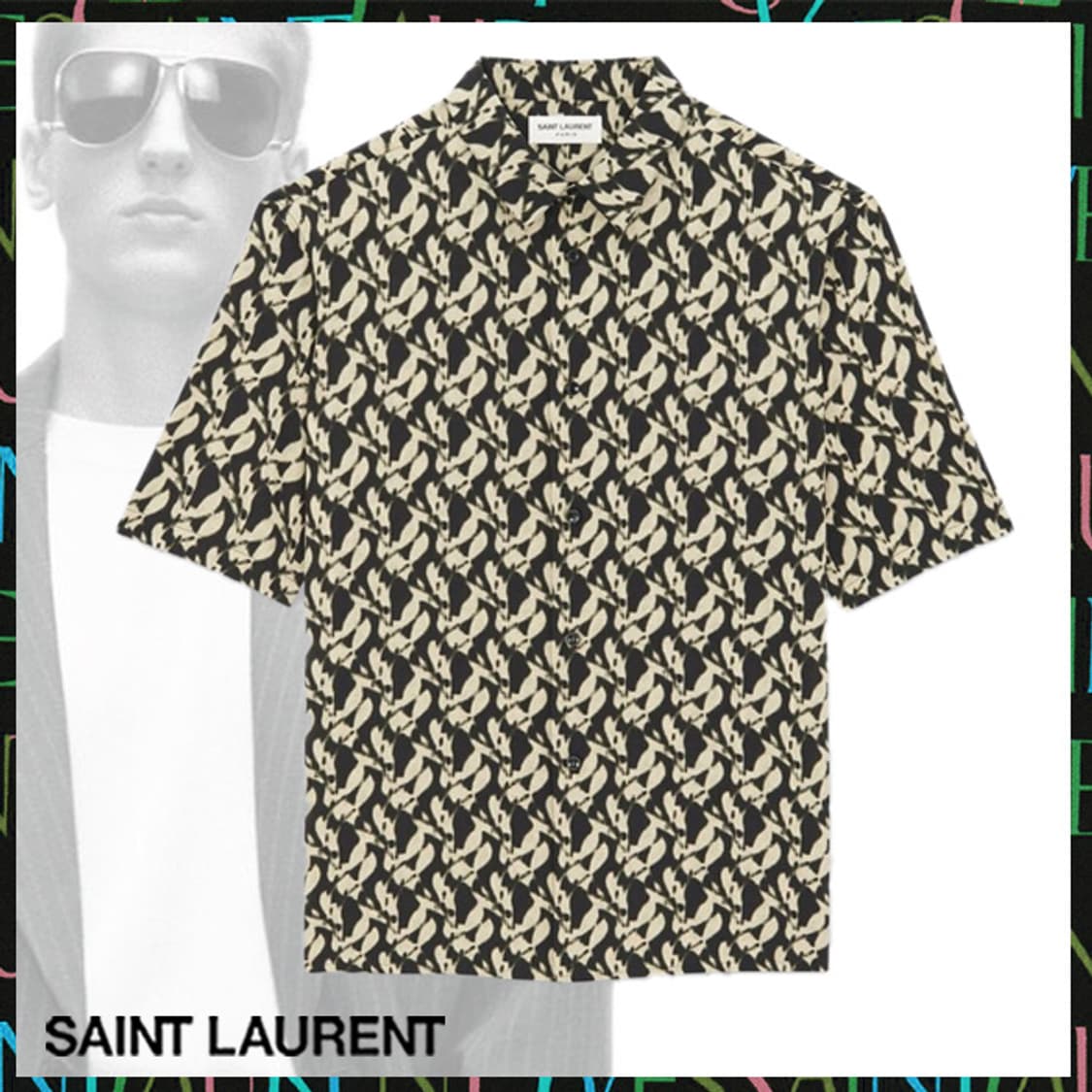 [BTS 뷔님 착용] 생로랑 23ss 노이어 실크 셔츠 상품이미지1