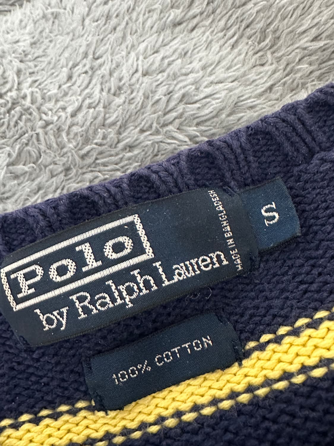 폴로 스트라이프 니트 S 네이비옐로우 상품이미지4