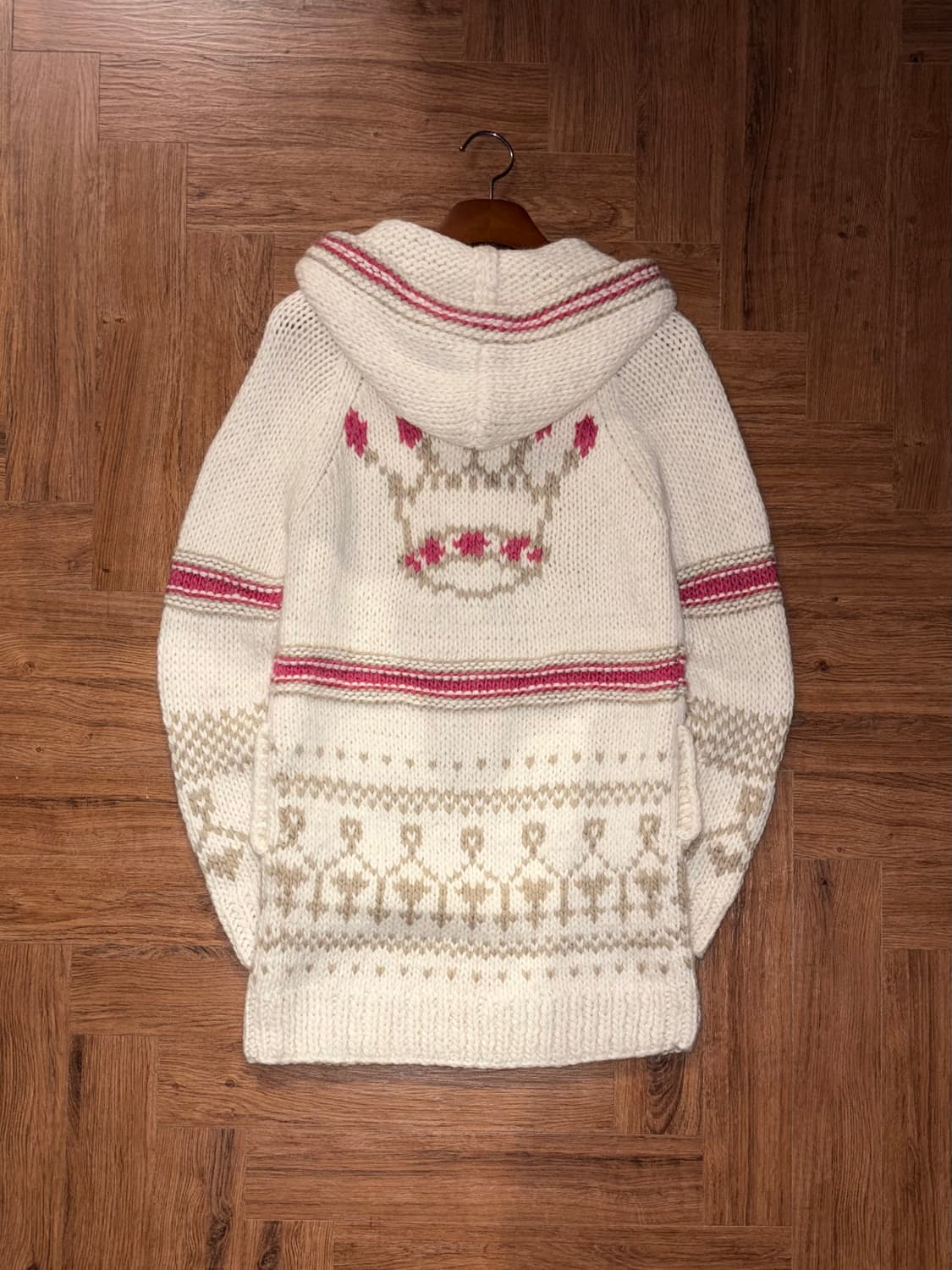 빈티지 노르딕 핑크 니트집업 상품이미지7