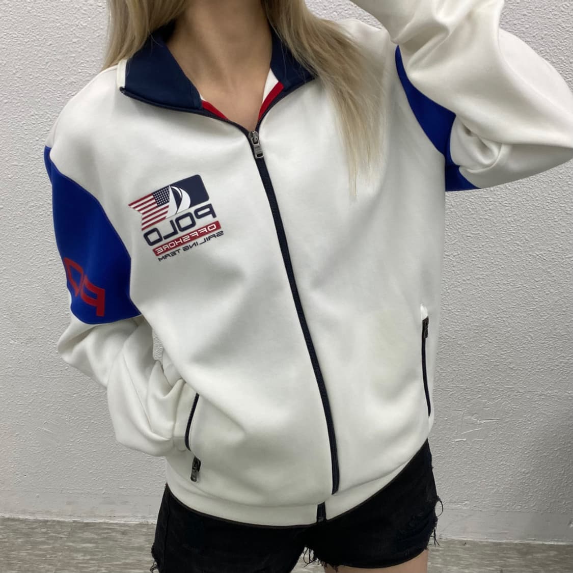 폴로 랄프로렌 usa 멀티컬러 배색 화이트 집업 M 상품이미지1