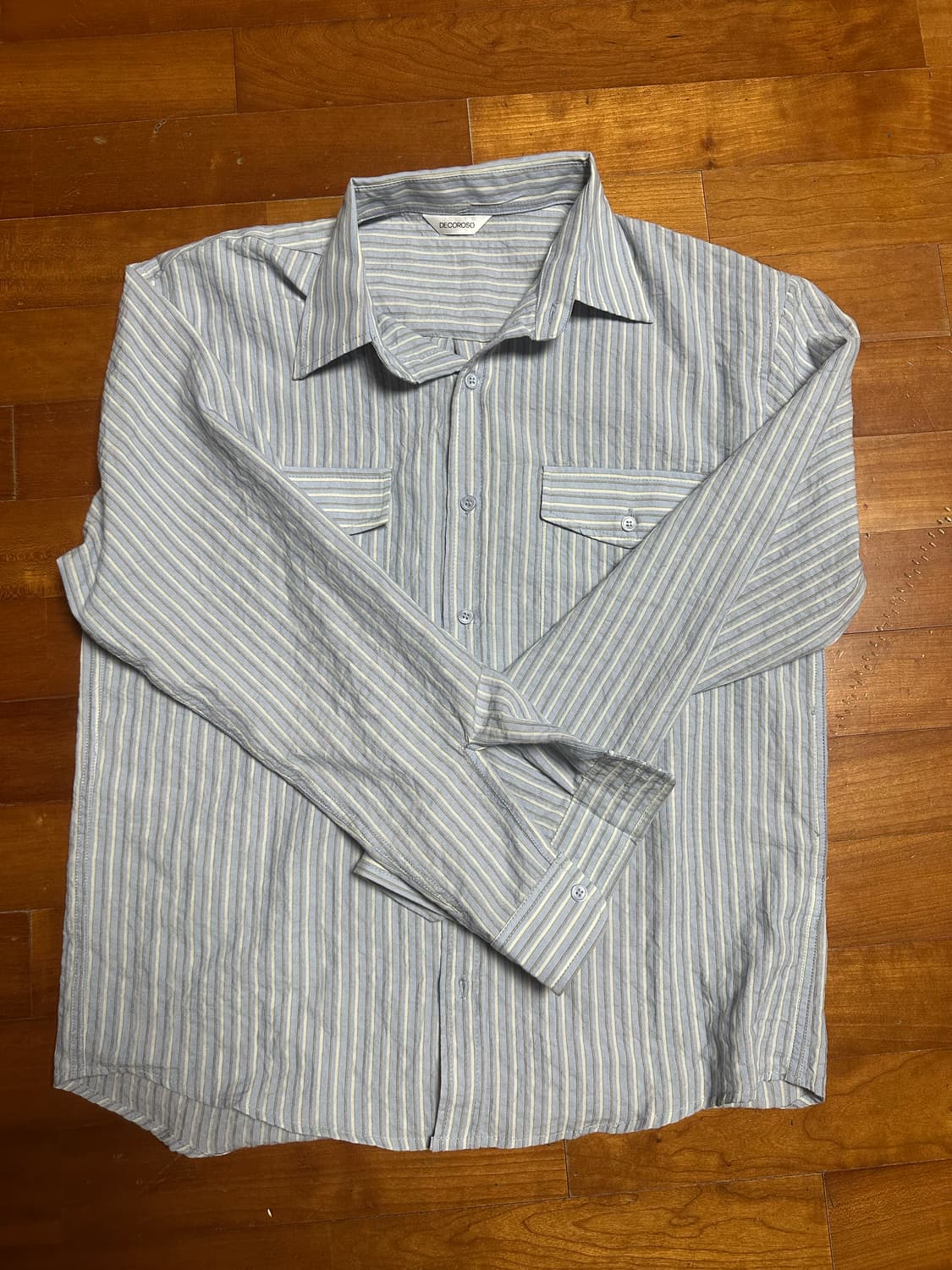 데꼬로소 멀티 스트라이프 포켓 셔츠 [애쉬 블루] 상품이미지1