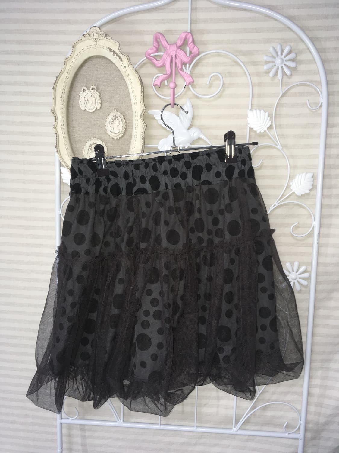 charcoal dot layered chiffon balloon sk 상품이미지1