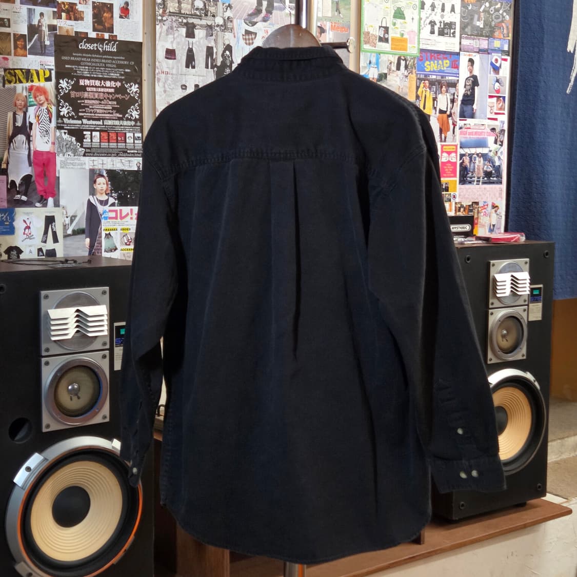 빈티지 블랙 자수 패치워크 코튼 셔츠 상품이미지4