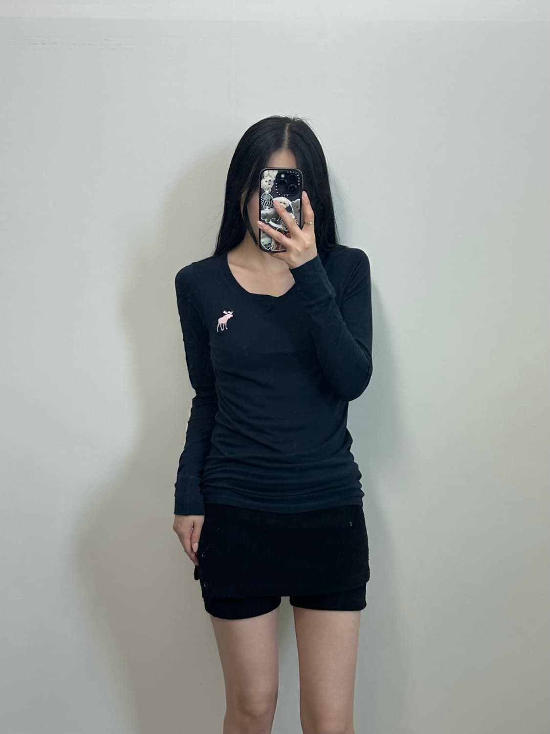 아베크롬비 y2k 와투케 산양로고 네이비 롱슬리브 긴팔티 상품이미지1