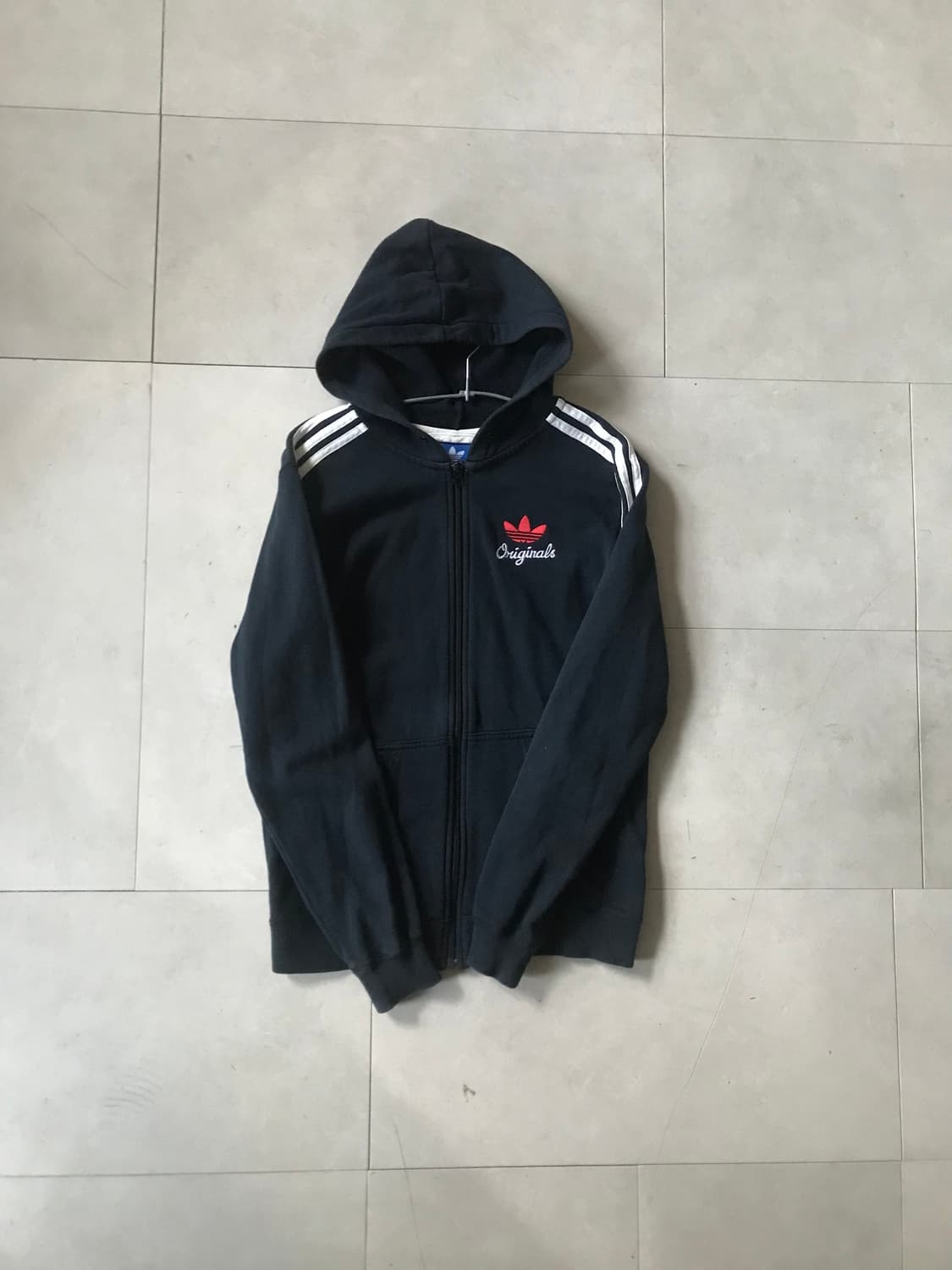 아디다스 블랙 삼선 후드집업 상품이미지6