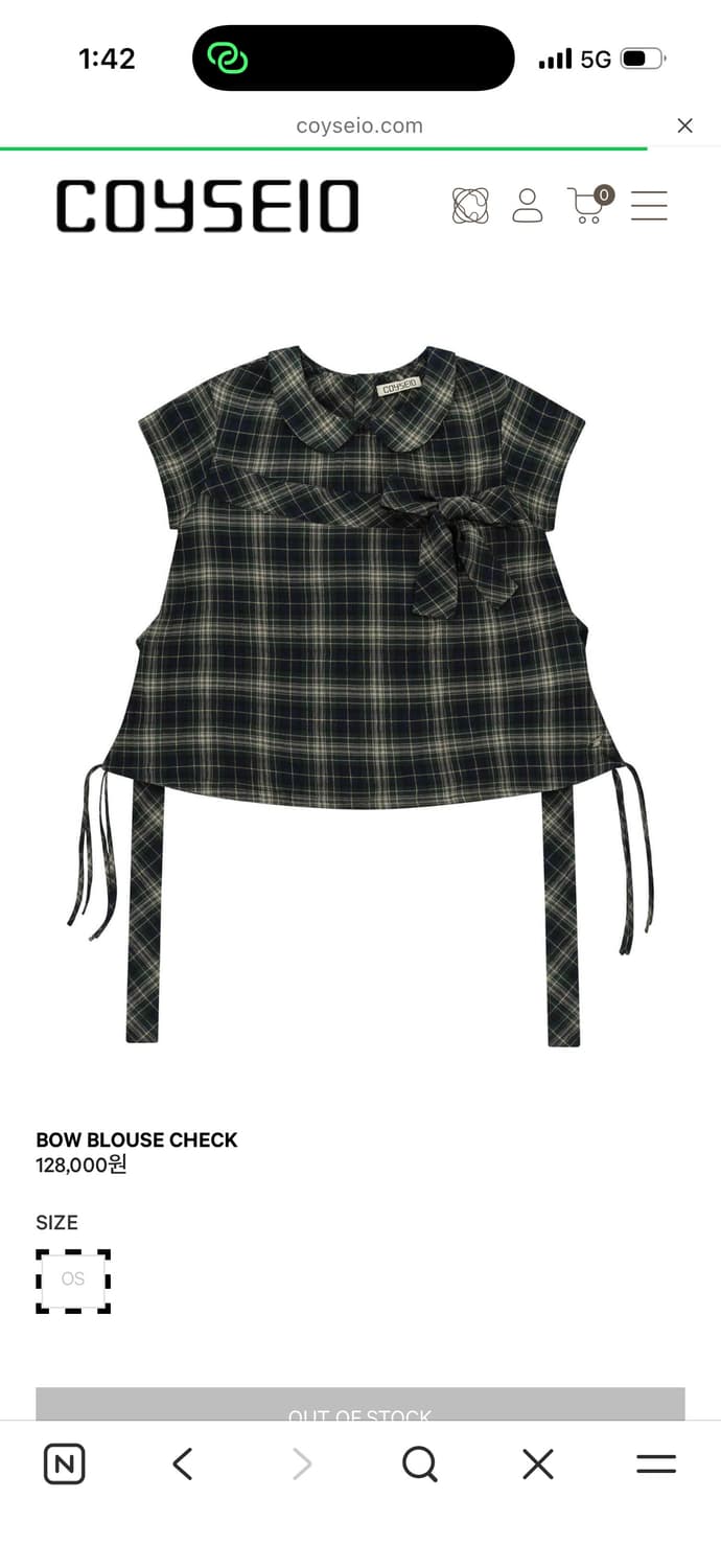 코이세이오 보우 블라우스 체크 BOW BLOUSE CHECK 상품이미지1