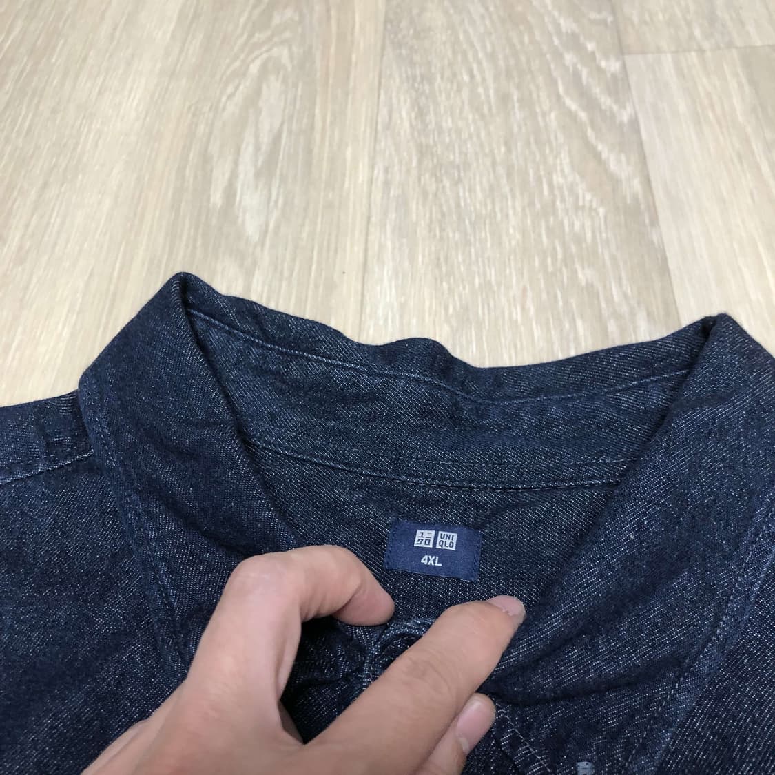 (4XL) 유니클로 UNIQLO 원워시드 데님 셔츠 유니클로 데님 셔츠 상품이미지5