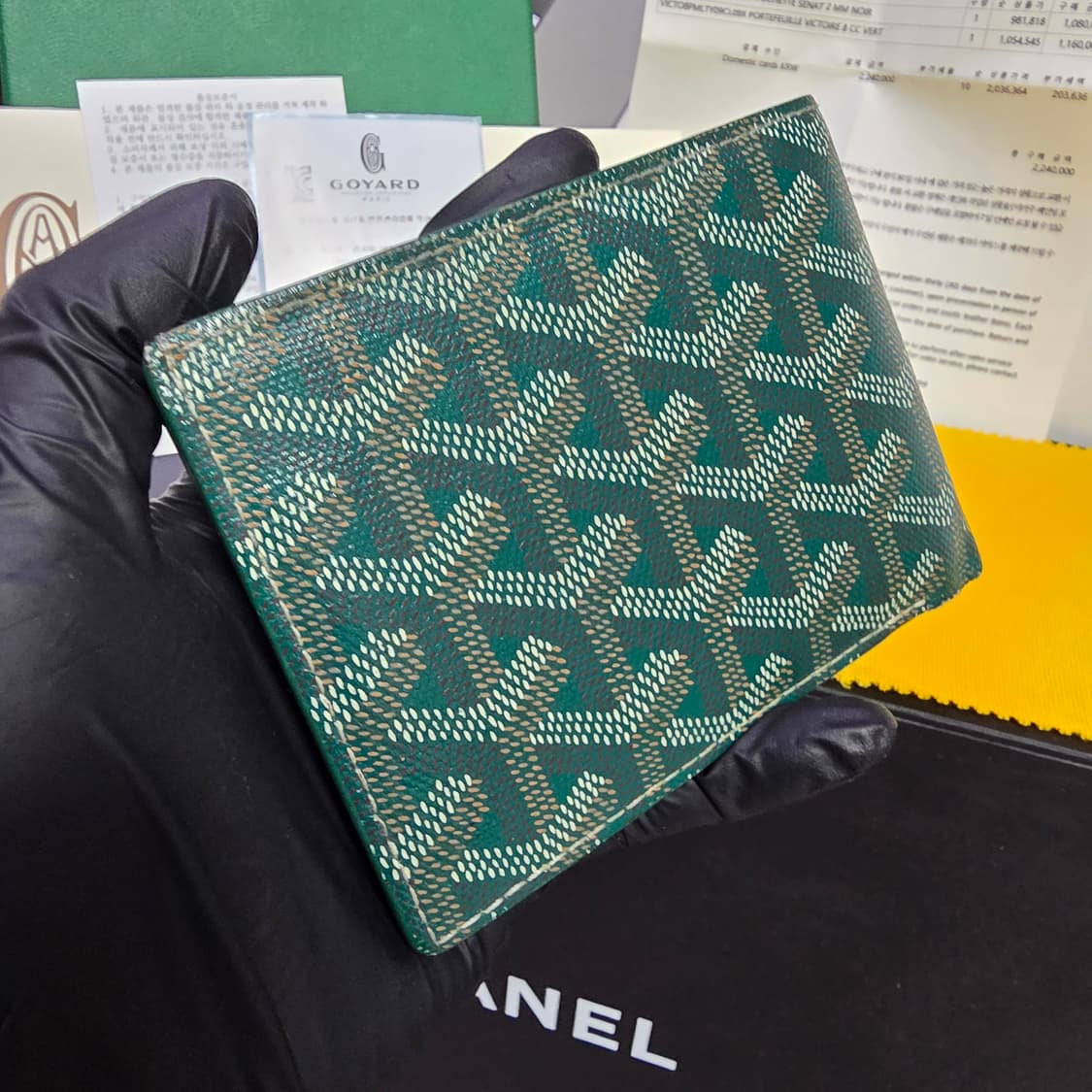 {클로젯}[풀구성+인보이스]고야드 빅투와르 반지갑 스페셜 컬러 그린 상품이미지3