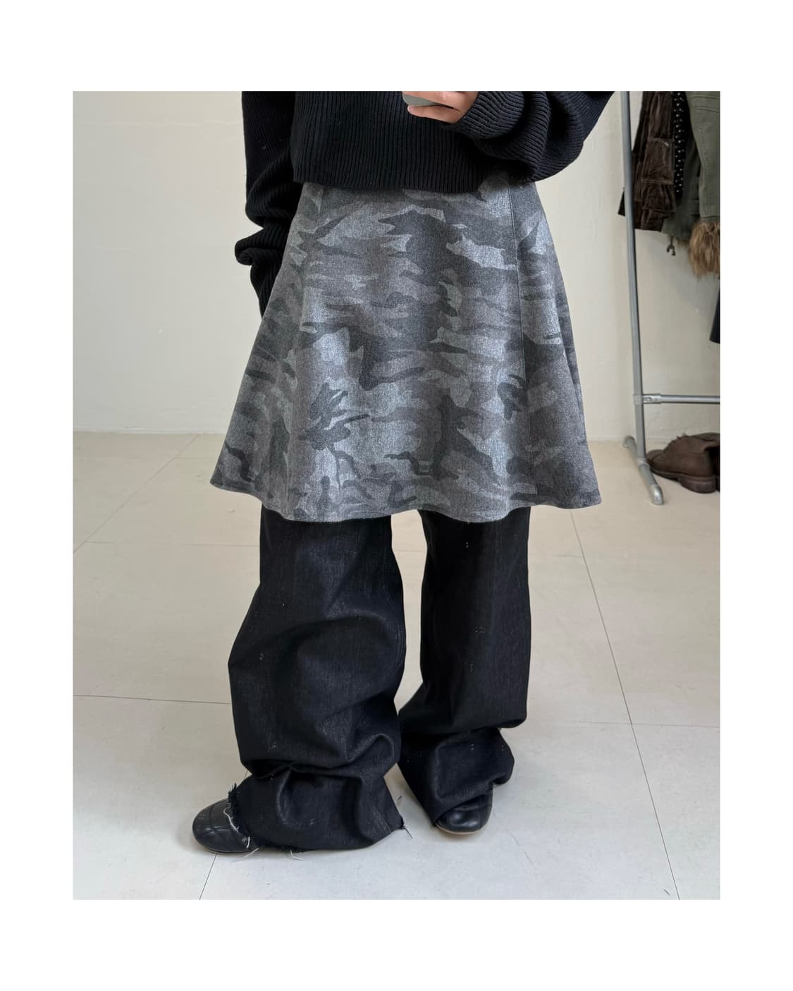 빈티지 카모 울 스커트 상품이미지1