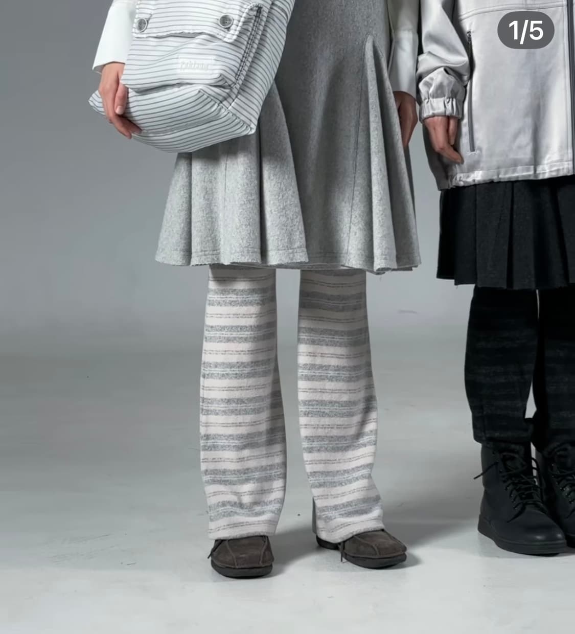 파히섬 탠스댄스 스트라이프 슬림 밴딩 팬츠 크림 상품이미지3