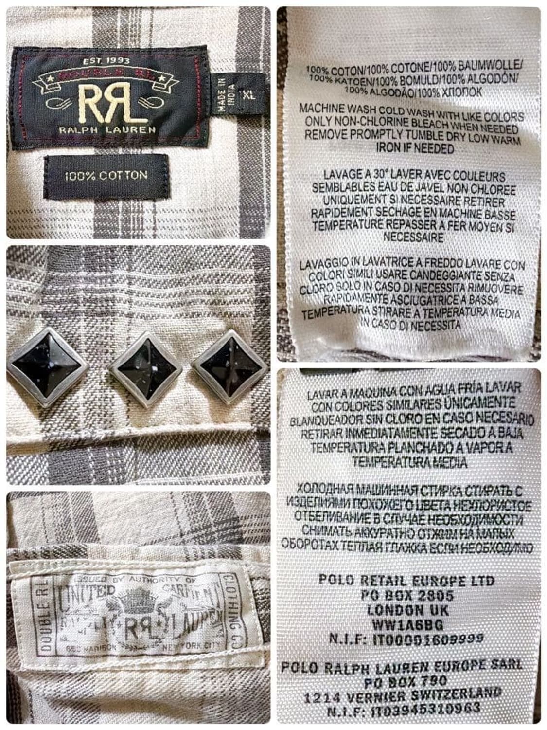 RRL 웨스턴 셔츠 오프화이트 체크 상품이미지6