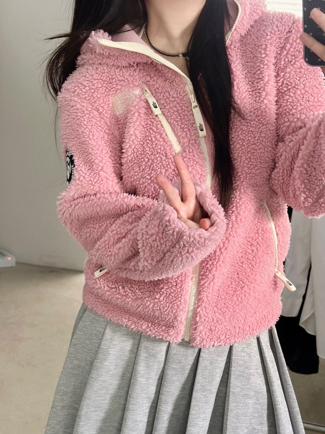 노스페이스 베이비핑크 플리스 후드집업  상품이미지1