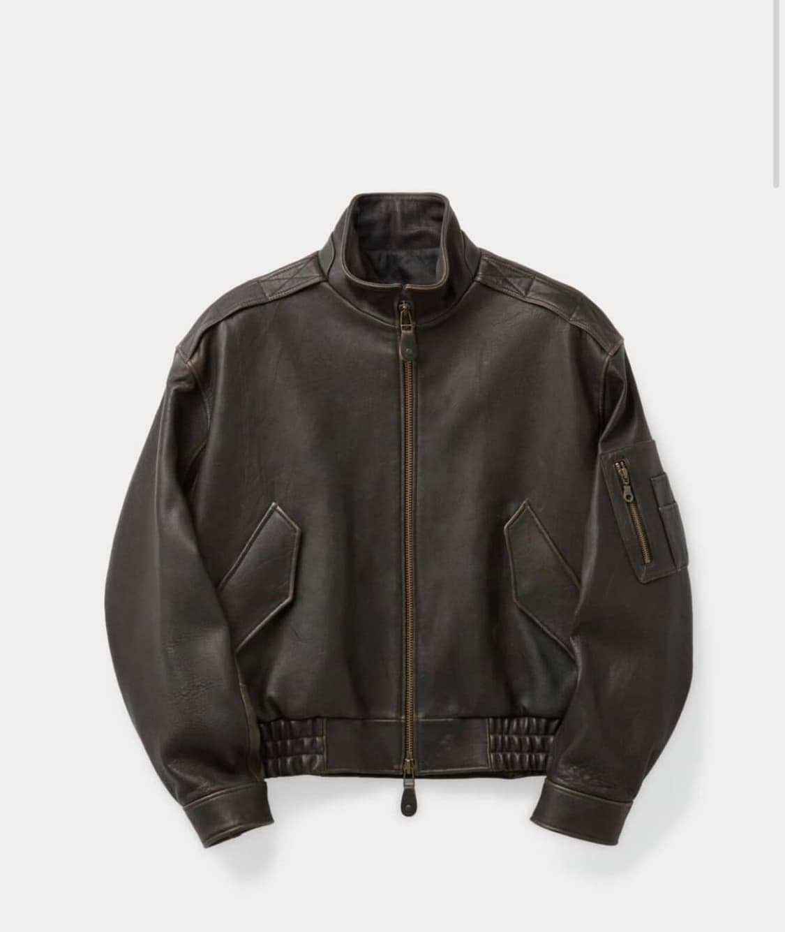 택포53) 쿠어 빈티지 쉘터 넥 카라 레더 자켓 L 상품이미지6