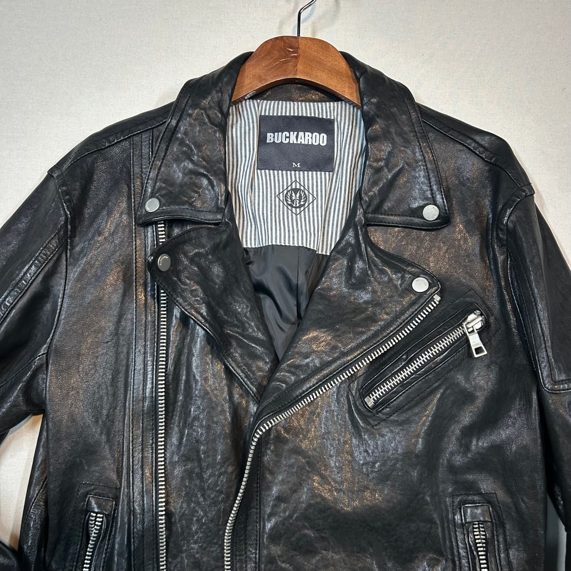 M) BUCKAROO 버커루 블랙 양가죽 라이더 자켓 상품이미지3