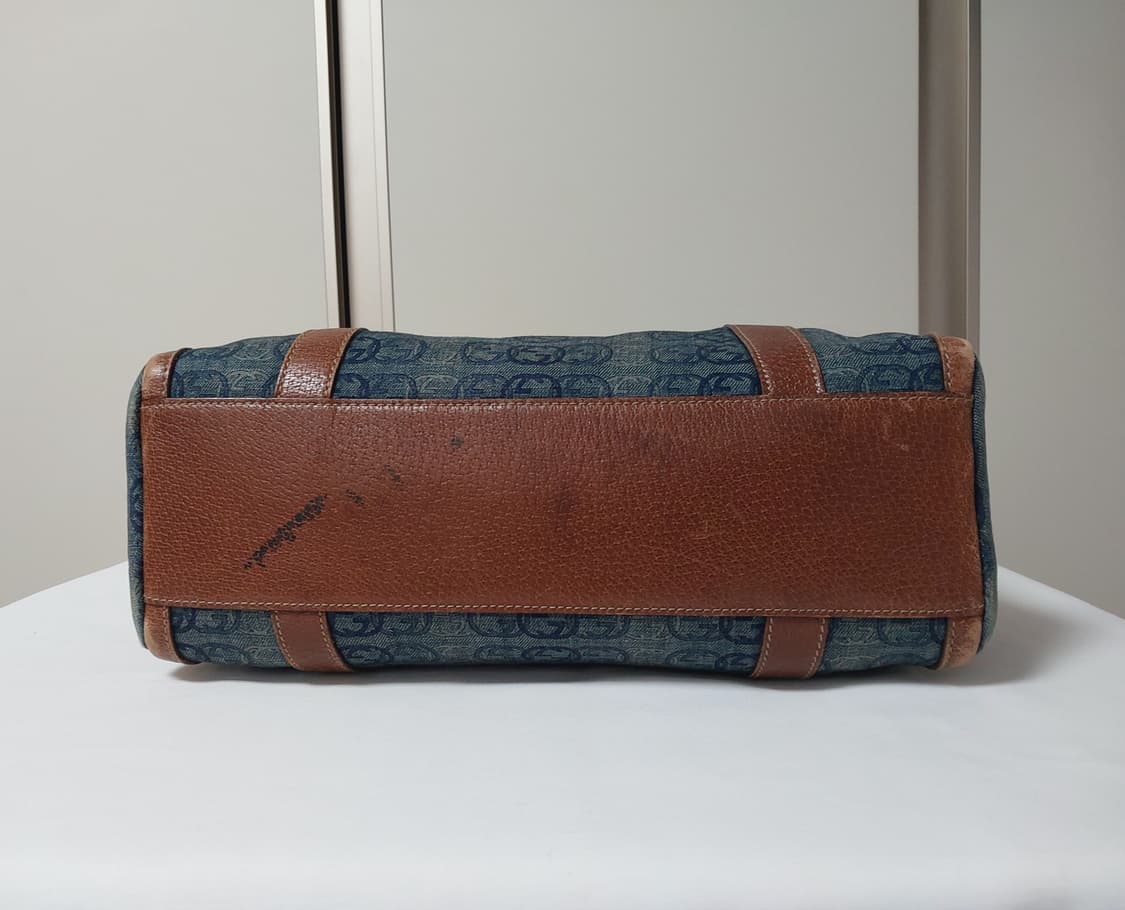 구찌 빈티지 블루 데님 보스턴백 상품이미지7