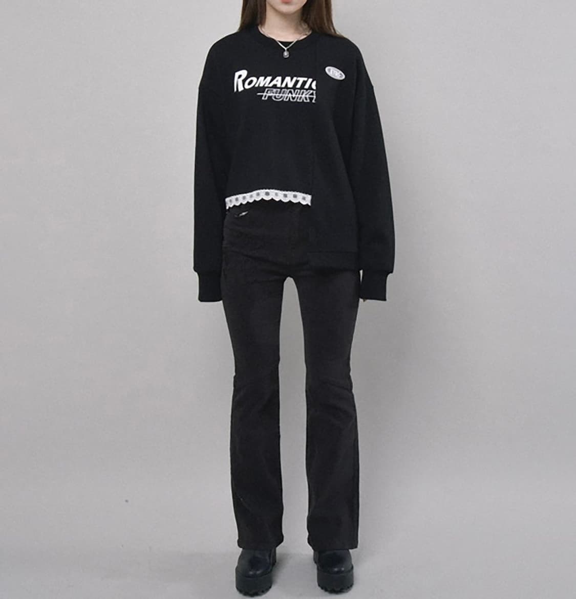 크롭 레이스 맨투맨 스웻셔츠 상품이미지8