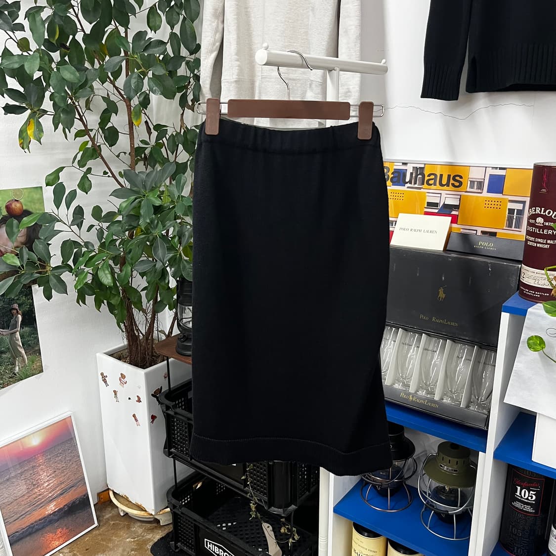 메종마르지엘라 레더/울 믹스 스커트 36 상품이미지5