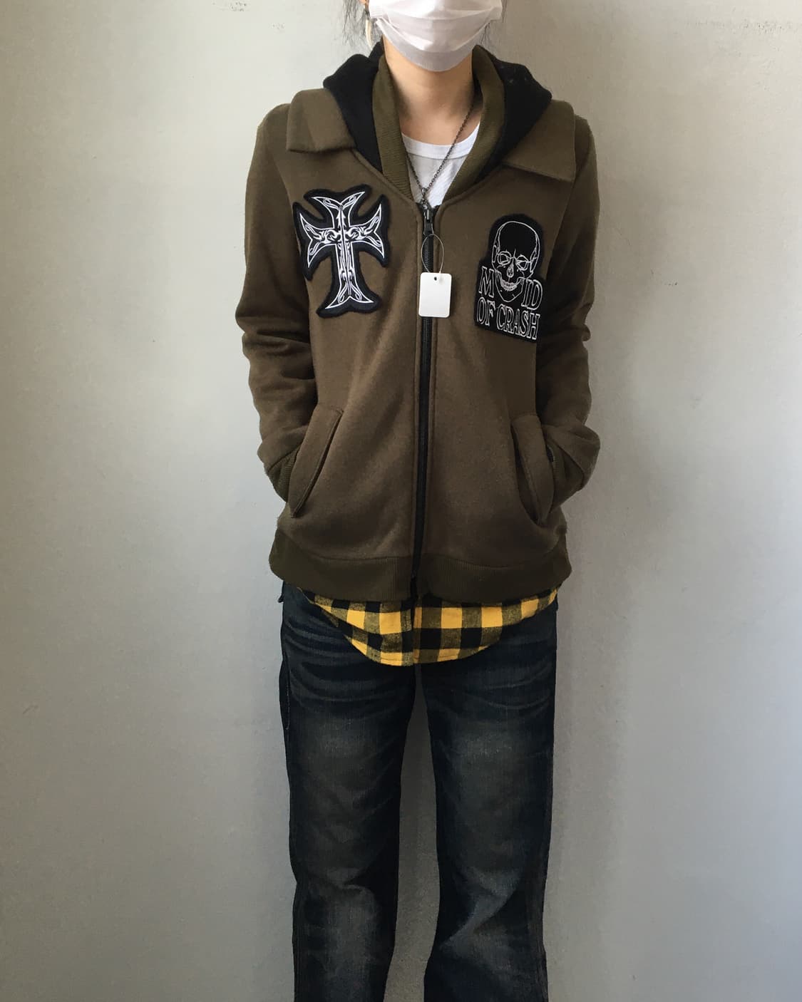 Reversible skull patch hood zip up 상품이미지1