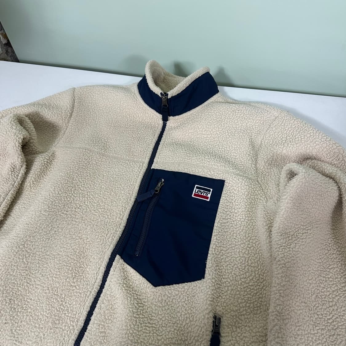 L 리바이스 아이보리 레트로 후리스자켓 상품이미지1