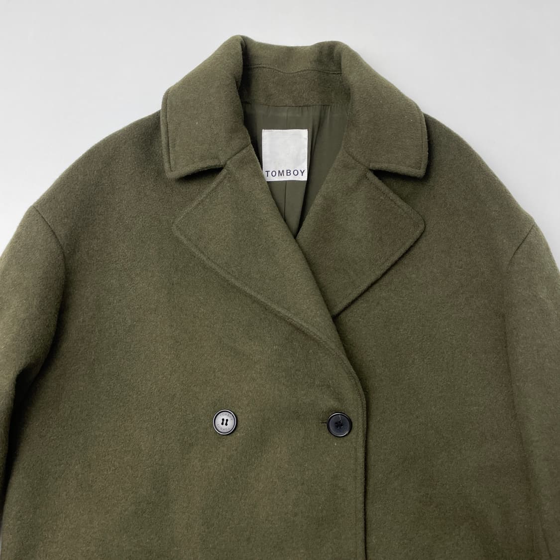 [중고] 스튜디오 톰보이 오버핏 더블 브레스티드 코트 카키 상품이미지3