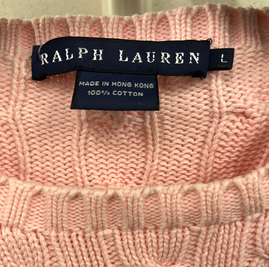 랄프로렌 케이블 니트 핑크 L 상품이미지3