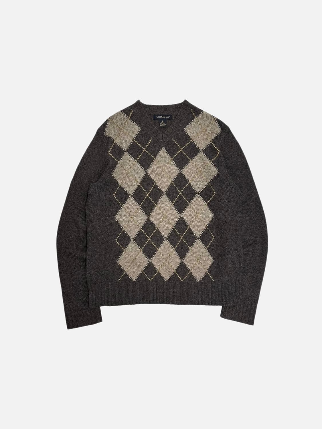 바나나리퍼블릭 울 캐시미어 브이넥 아가일 니트 상품이미지1